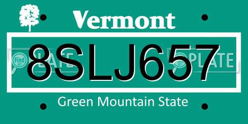 8SLJ657 Vermont License Plate