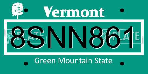 8SNN861 Vermont License Plate