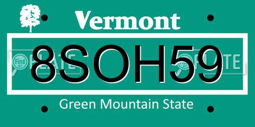 8SOH59 Vermont License Plate