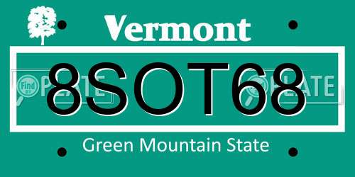 8SOT68 Vermont License Plate