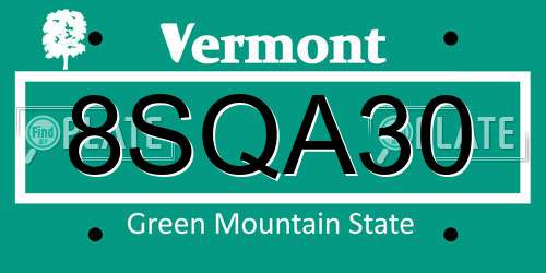8SQA30 Vermont License Plate