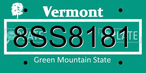 8SS8181 Vermont License Plate