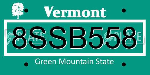 8SSB558 Vermont License Plate
