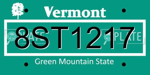 8ST1217 Vermont License Plate