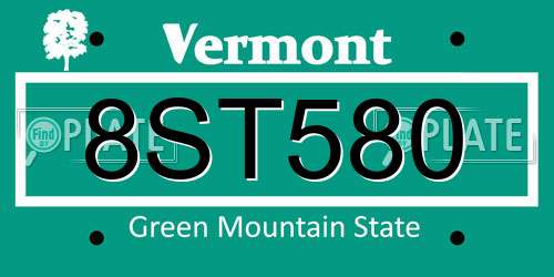 8ST580 Vermont License Plate