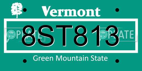 8ST813 Vermont License Plate