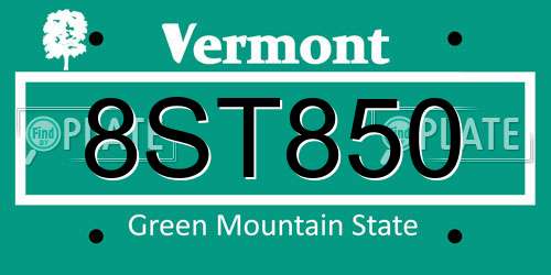 8ST850 Vermont License Plate