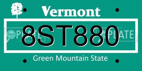 8ST880 Vermont License Plate