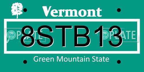 8STB13 Vermont License Plate