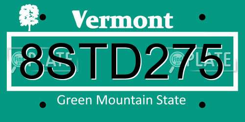 8STD275 Vermont License Plate