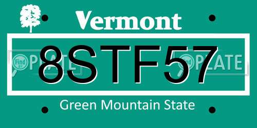 8STF57 Vermont License Plate