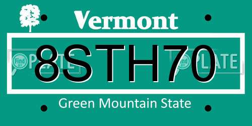 8STH70 Vermont License Plate
