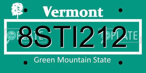 8STI212 Vermont License Plate
