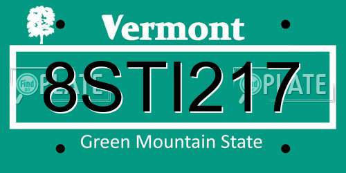 8STI217 Vermont License Plate
