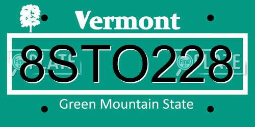 8STO228 Vermont License Plate