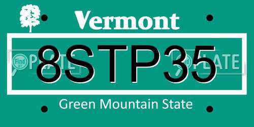 8STP35 Vermont License Plate