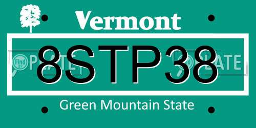 8STP38 Vermont License Plate