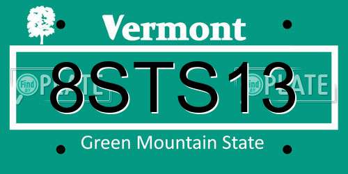 8STS13 Vermont License Plate