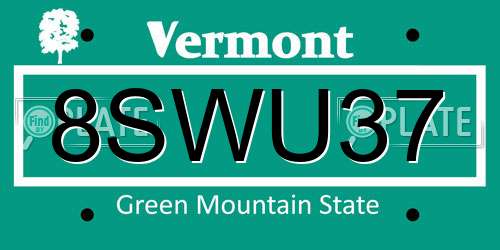 8SWU37 Vermont License Plate