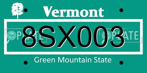 8SX003 Vermont License Plate