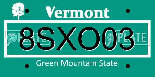 8SXO03 Vermont License Plate