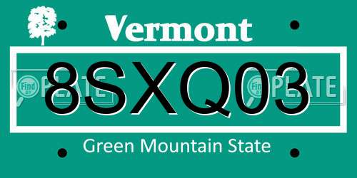 8SXQ03 Vermont License Plate