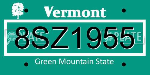 8SZ1955 Vermont License Plate