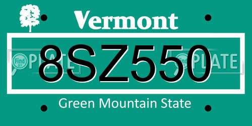8SZ550 Vermont License Plate
