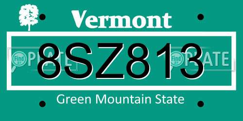 8SZ813 Vermont License Plate