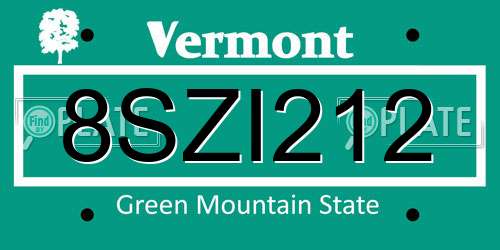 8SZI212 Vermont License Plate