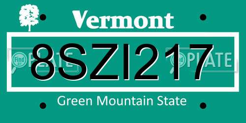 8SZI217 Vermont License Plate