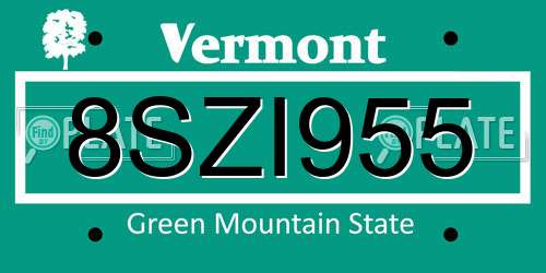 8SZI955 Vermont License Plate