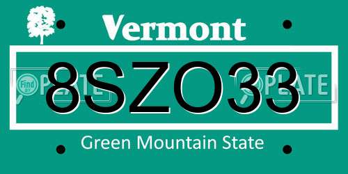 8SZO33 Vermont License Plate