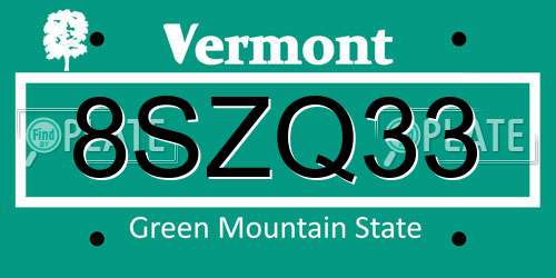 8SZQ33 Vermont License Plate