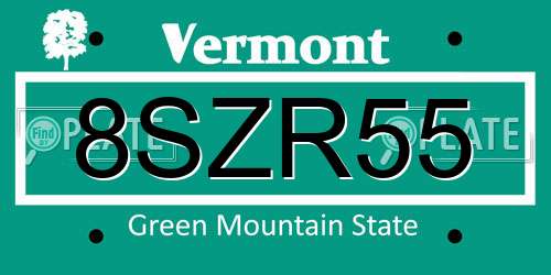 8SZR55 Vermont License Plate