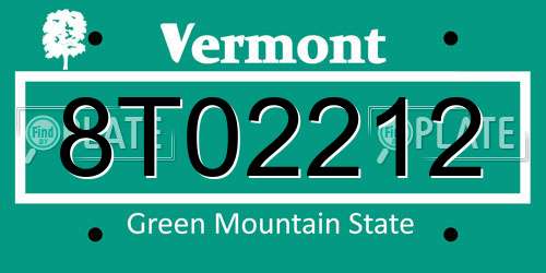 8T02212 Vermont License Plate