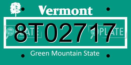 8T02717 Vermont License Plate