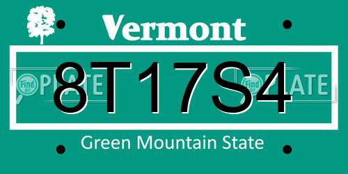 8T17S4 Vermont License Plate