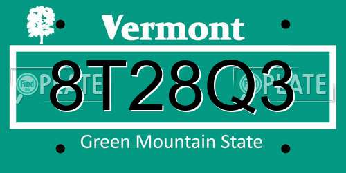 8T28Q3 Vermont License Plate