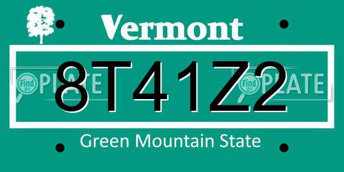8T41Z2 Vermont License Plate