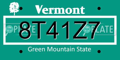8T41Z7 Vermont License Plate