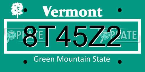 8T45Z2 Vermont License Plate
