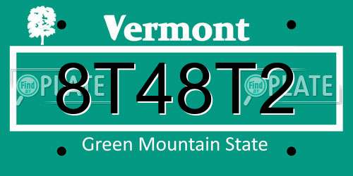 8T48T2 Vermont License Plate