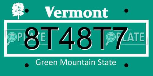 8T48T7 Vermont License Plate