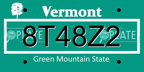 8T48Z2 Vermont License Plate
