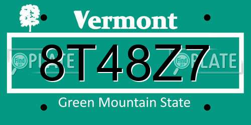 8T48Z7 Vermont License Plate