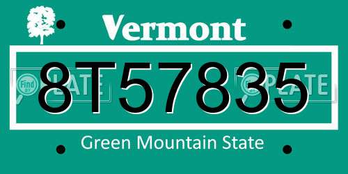 8T57835 Vermont License Plate