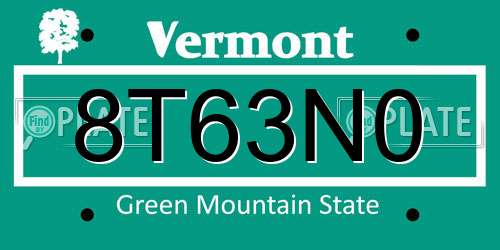 8T63N0 Vermont License Plate