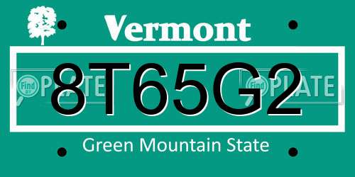 8T65G2 Vermont License Plate