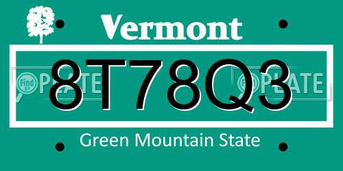 8T78Q3 Vermont License Plate